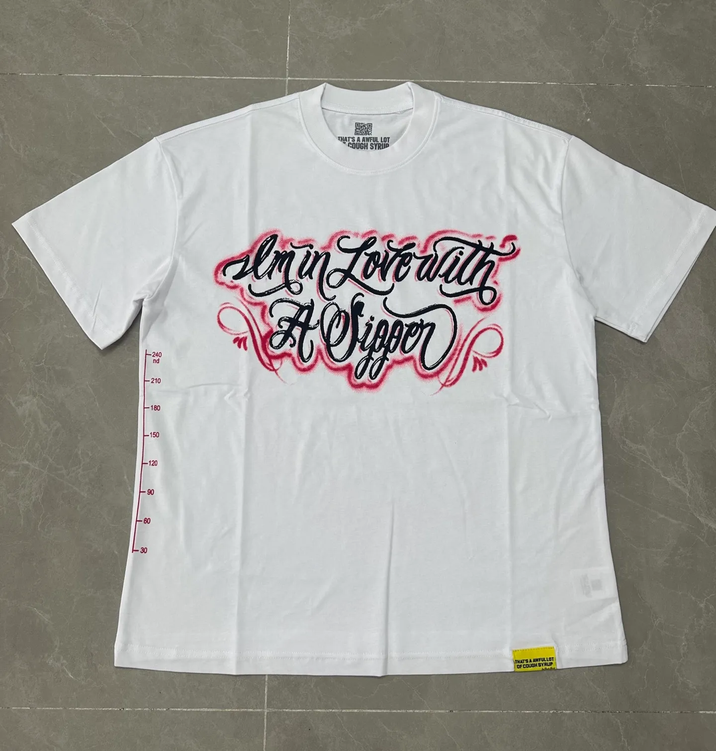 #White | THAT'S A AWFUL LOT OF COUGH SYRUP In Stock Real shot American simple trendy brand loose casual T-shirt Fabric (fabric): 32 counts Weight combed double yarn pure cotton Sizes (size): S-M L X L Color (colour): White